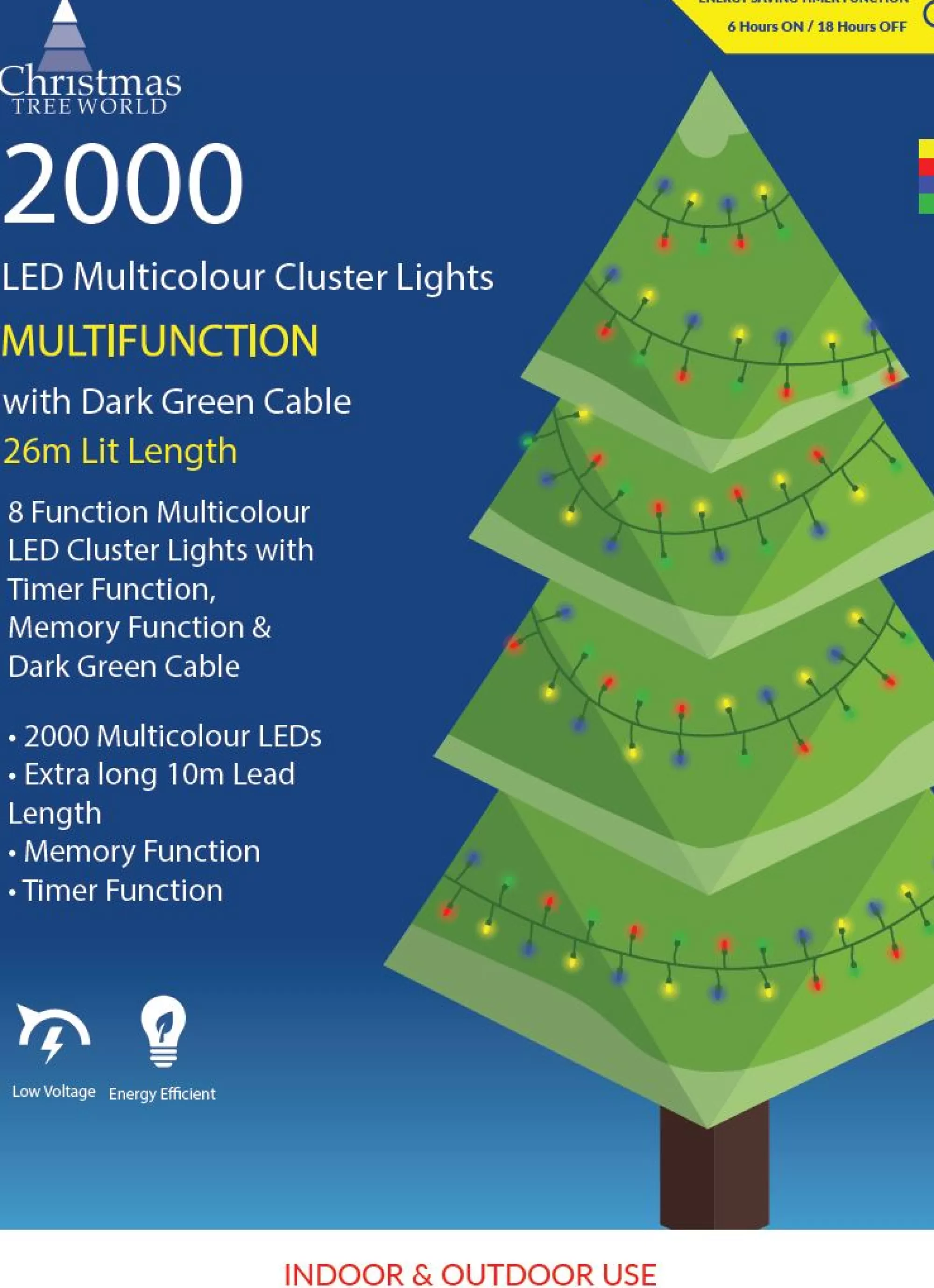 Flash Sale Christmas Tree World 2000 Multi Function Led Cluster Lights - Multicolour