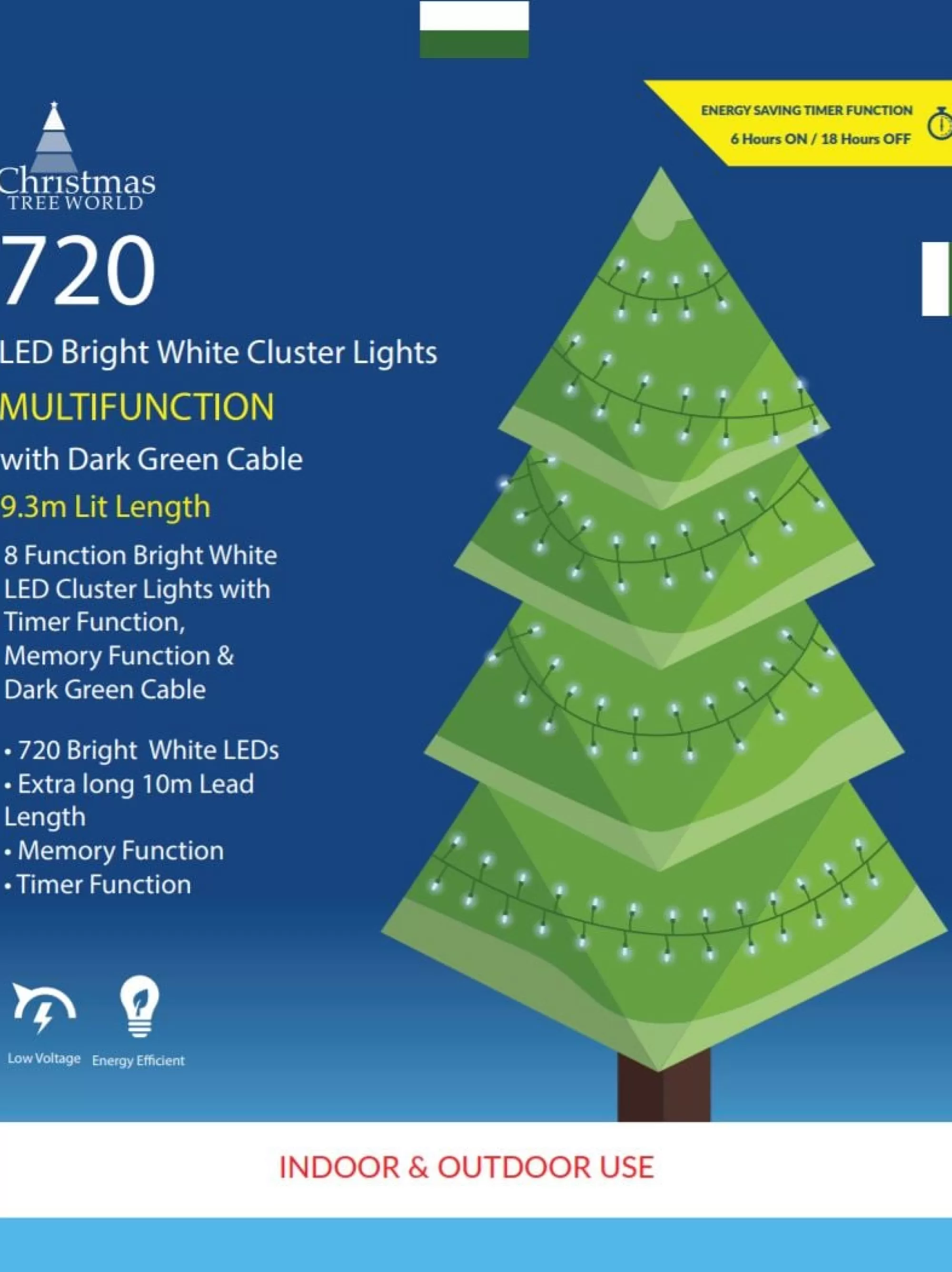 Store Christmas Tree World 720 Multi Function Led Cluster Lights - Bright White