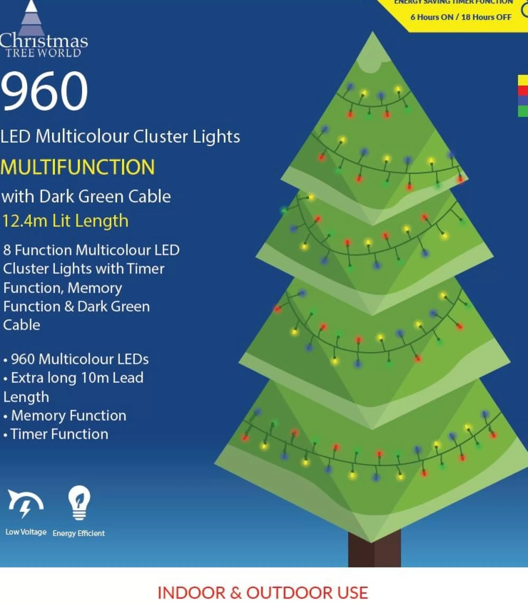 Flash Sale Christmas Tree World 960 Multi Function Led Cluster Lights - Multicolour