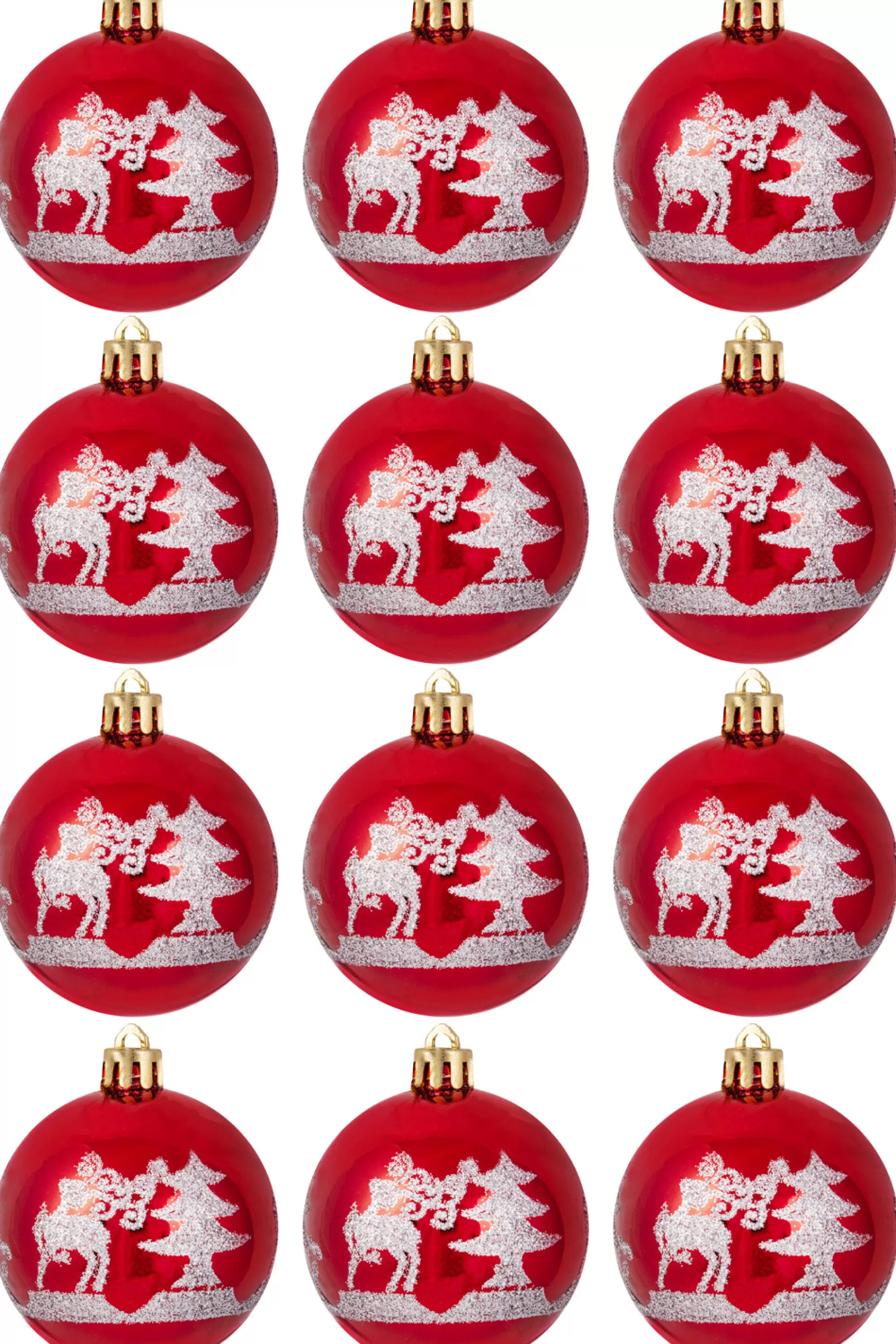 New Christmas Tree World Hand Painted Shatterproof Bauble Design 11 (12 Pack)