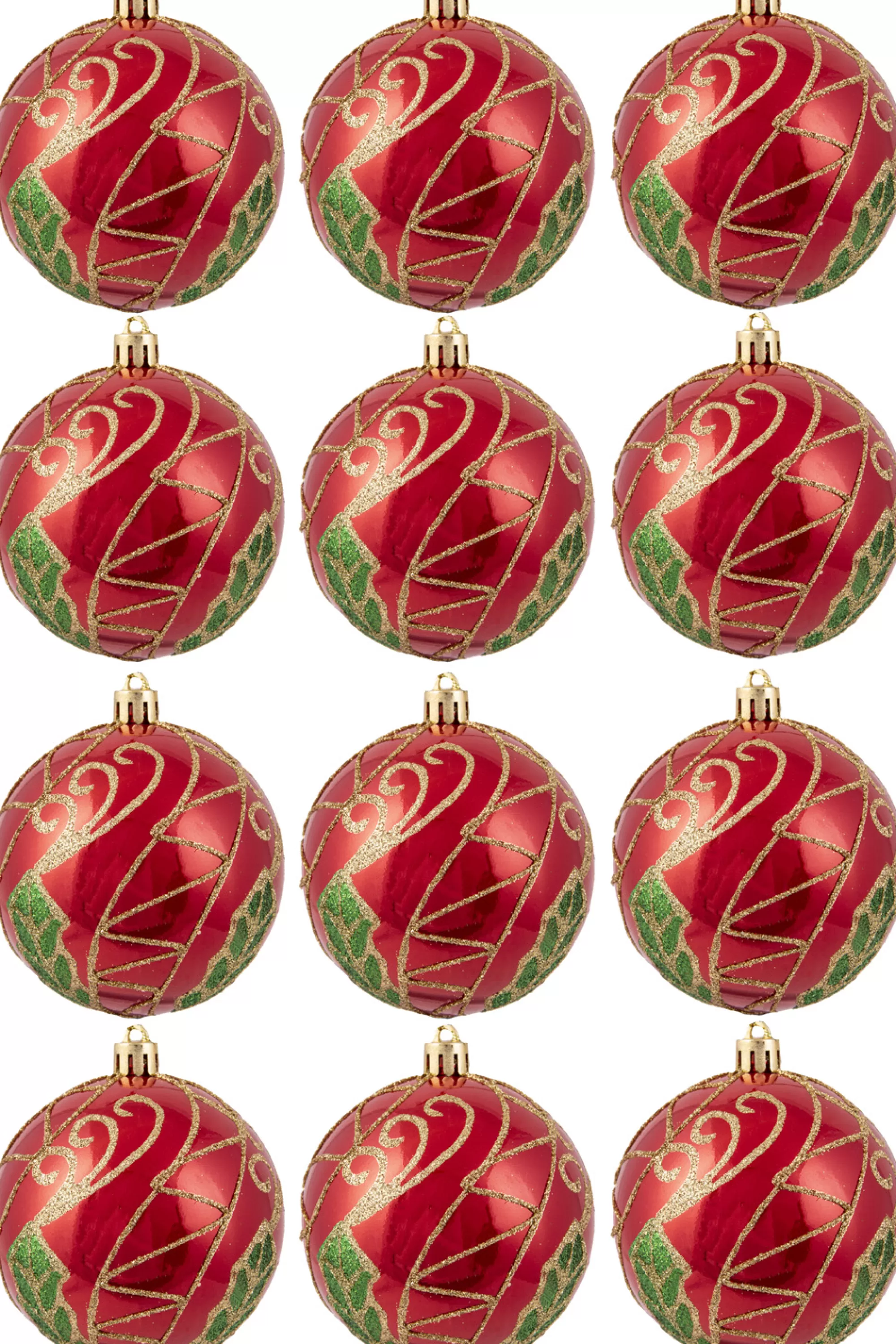 Outlet Christmas Tree World Hand Painted Shatterproof Bauble Design 31 (12 Pack)