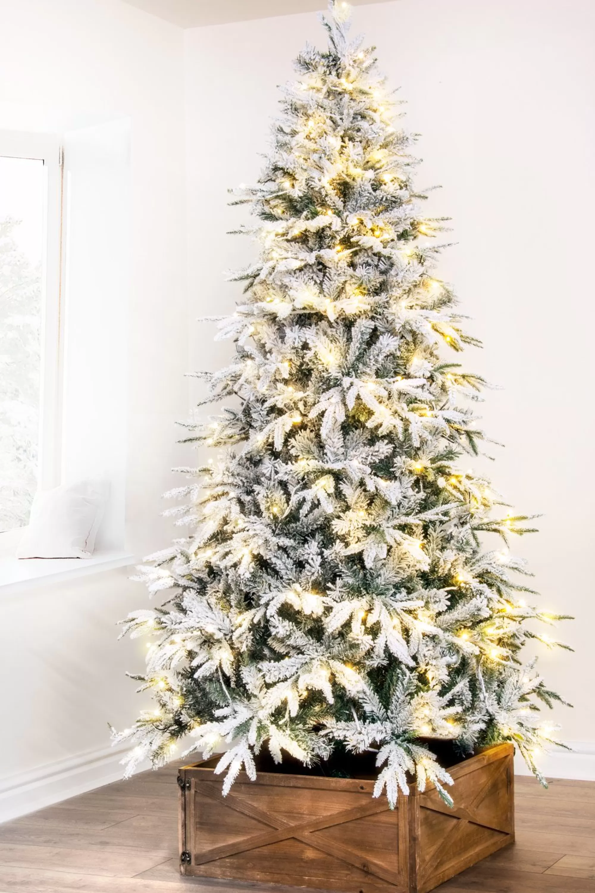 Best Christmas Tree World The 10Ft Pre-Lit Snowy Alpine Tree Warm White