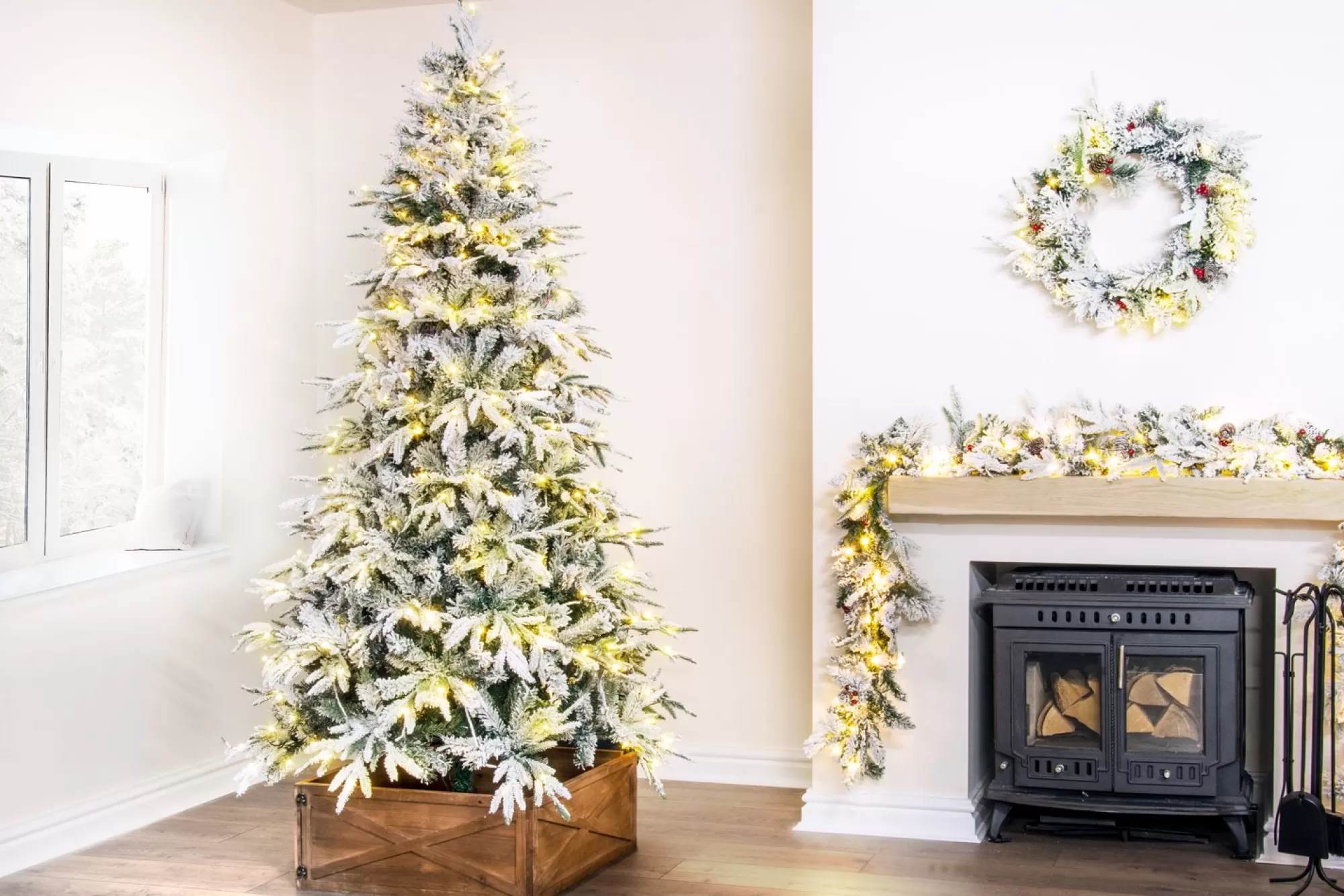 Best Christmas Tree World The 10Ft Pre-Lit Snowy Alpine Tree Warm White