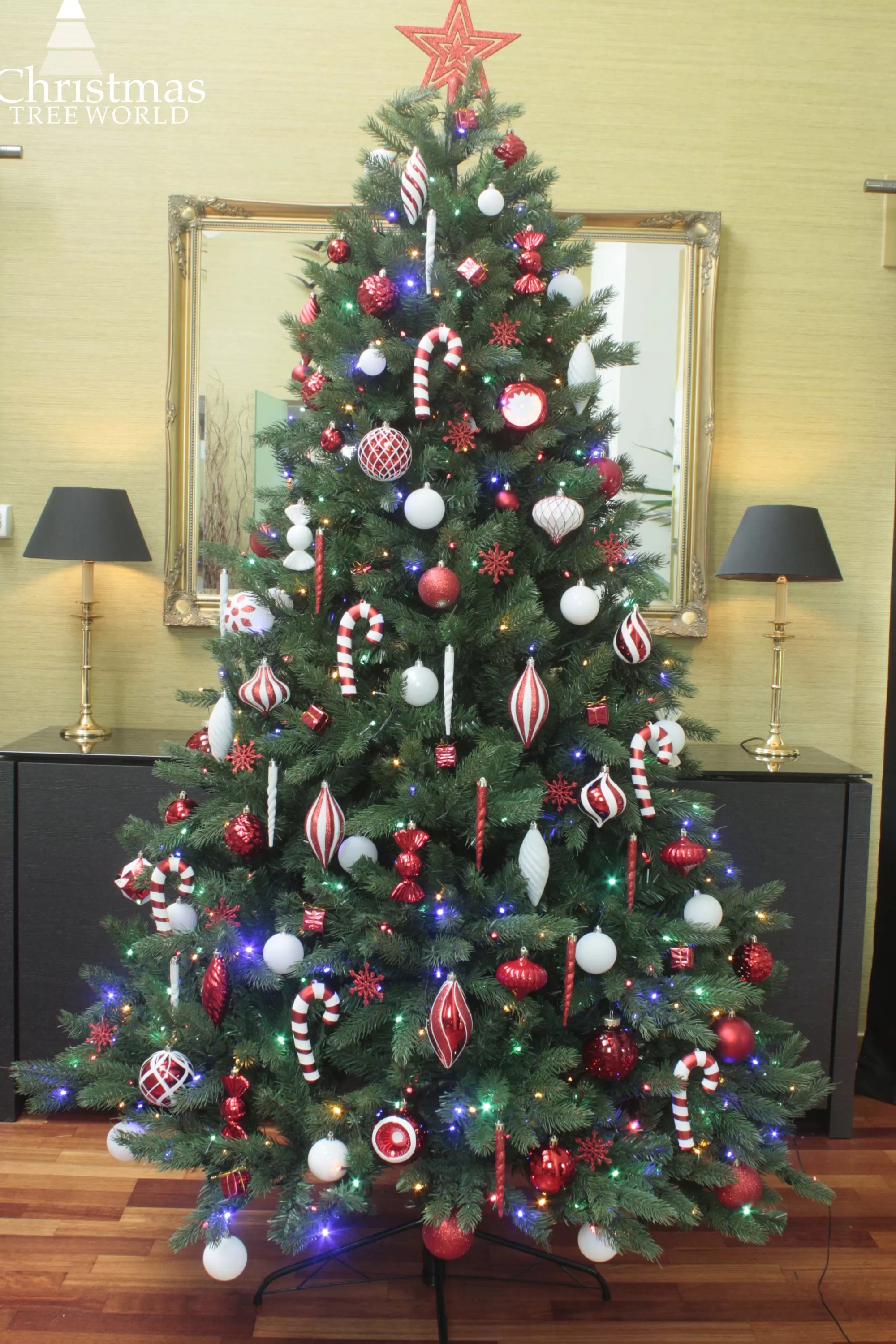 New Christmas Tree World The 12Ft Ultra Devonshire Fir Pre-Lit With Warm White/Multicoloured Colour Change Leds