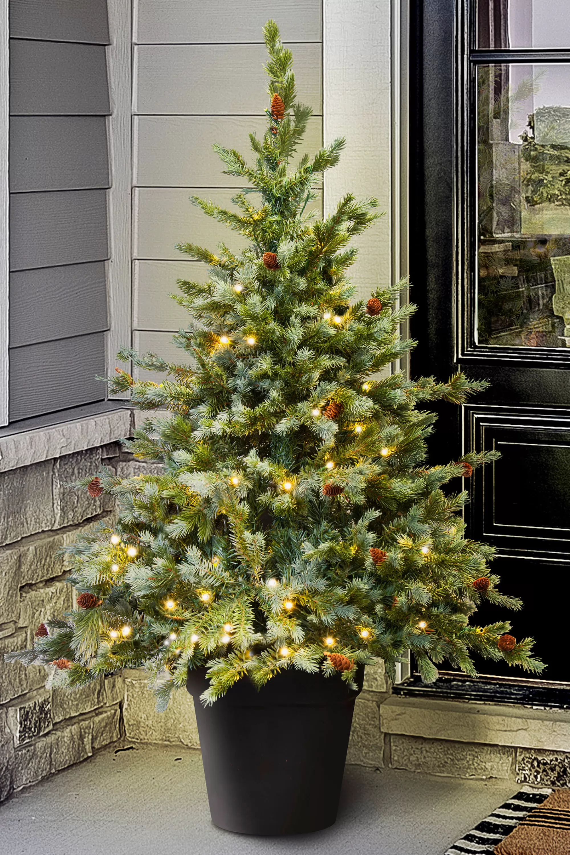 Cheap Christmas Tree World The 4Ft Pre-Lit Cairngorm Pine Potted Tree (Outdoor)
