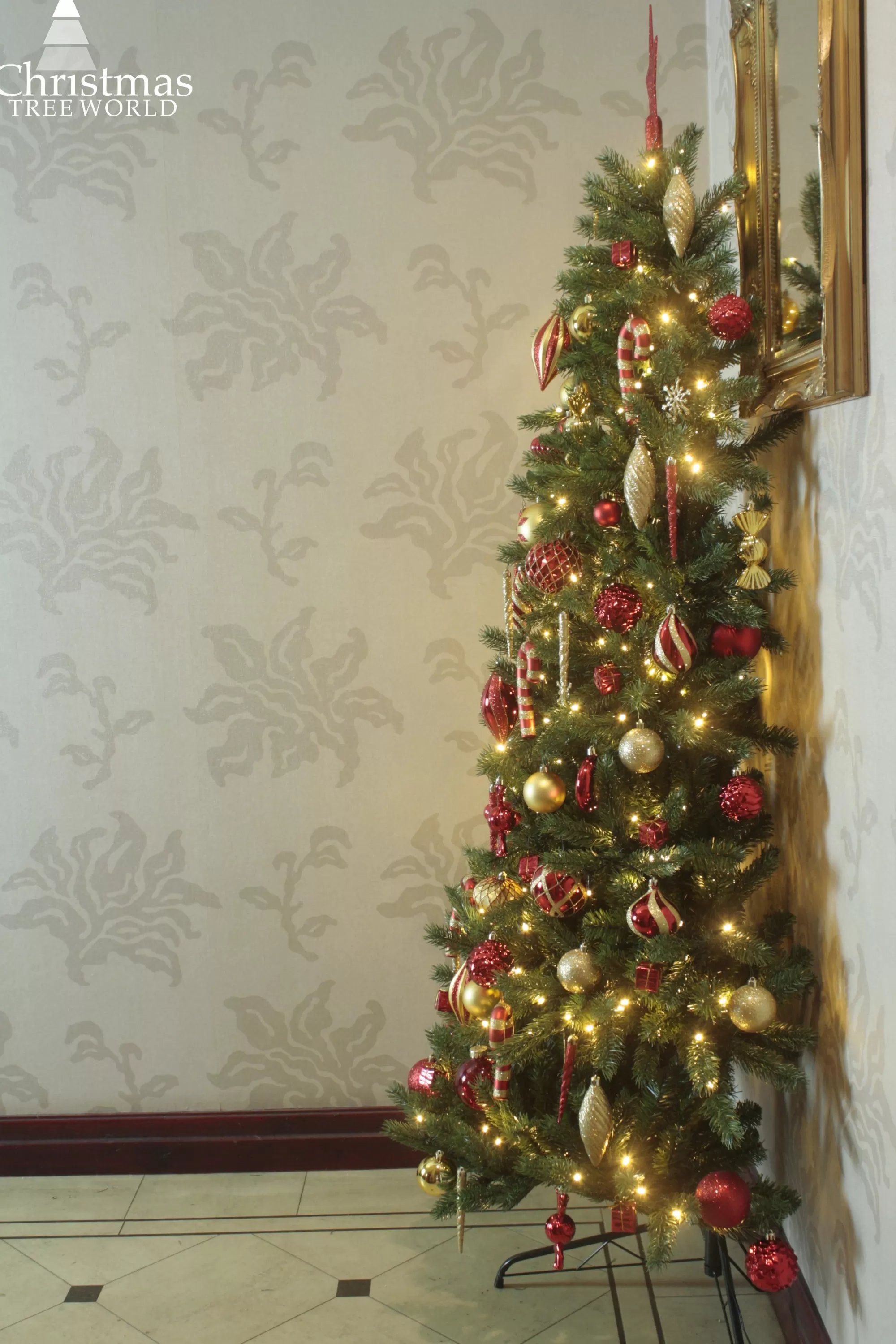 Online Christmas Tree World The 4Ft Pre-Lit Ultra Devonshire Half Tree Warm White Lights