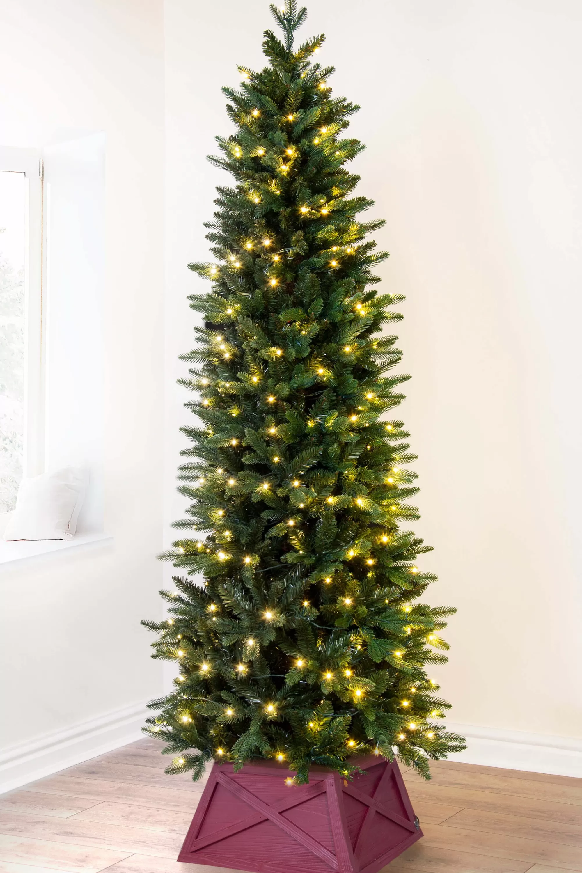 Shop Christmas Tree World The 7Ft Pre-Lit Ultra Slim Mixed Pine