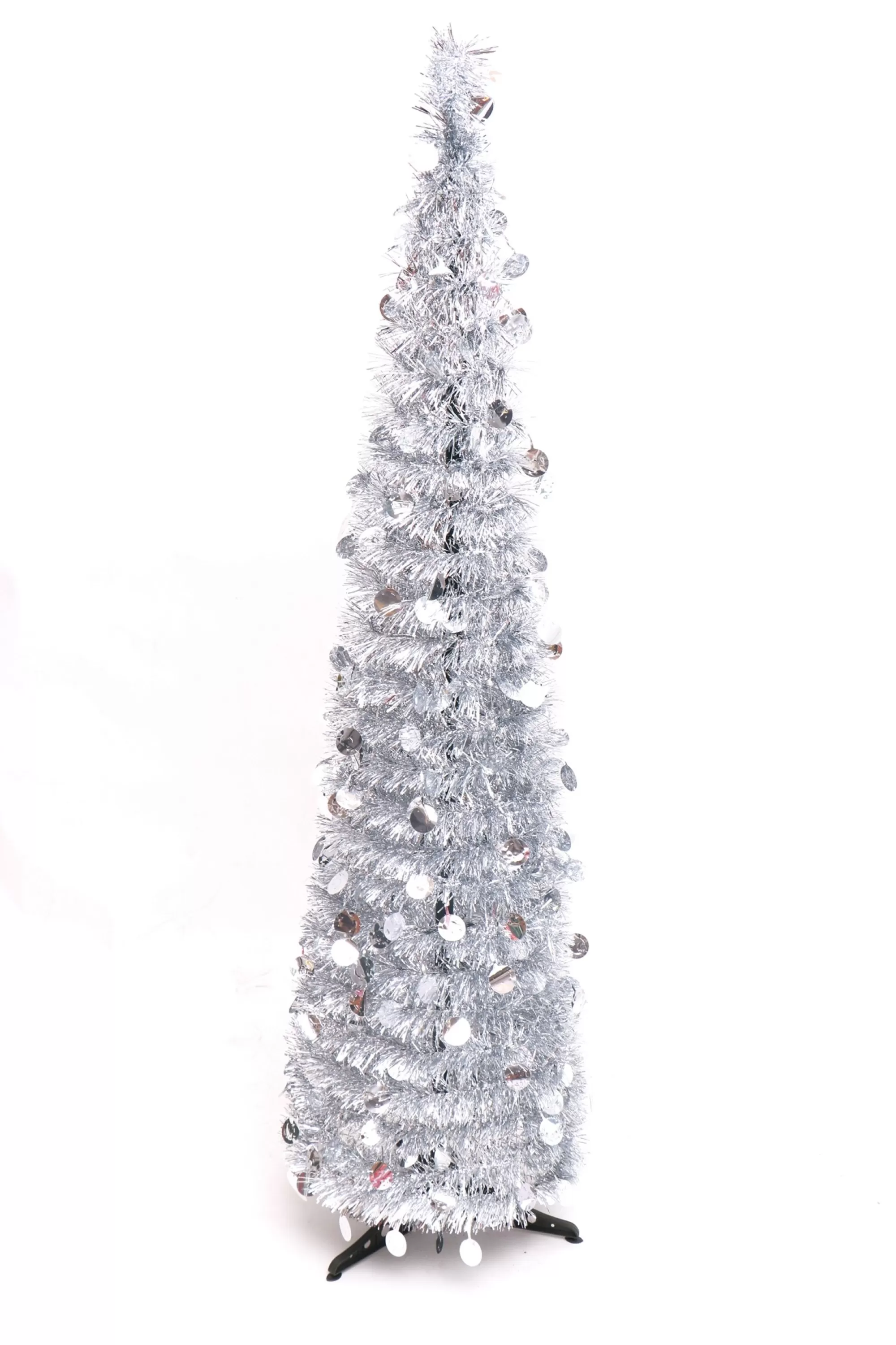 Best Christmas Tree World The 7Ft Slim Silver Tinsel Pop Up Christmas Tree