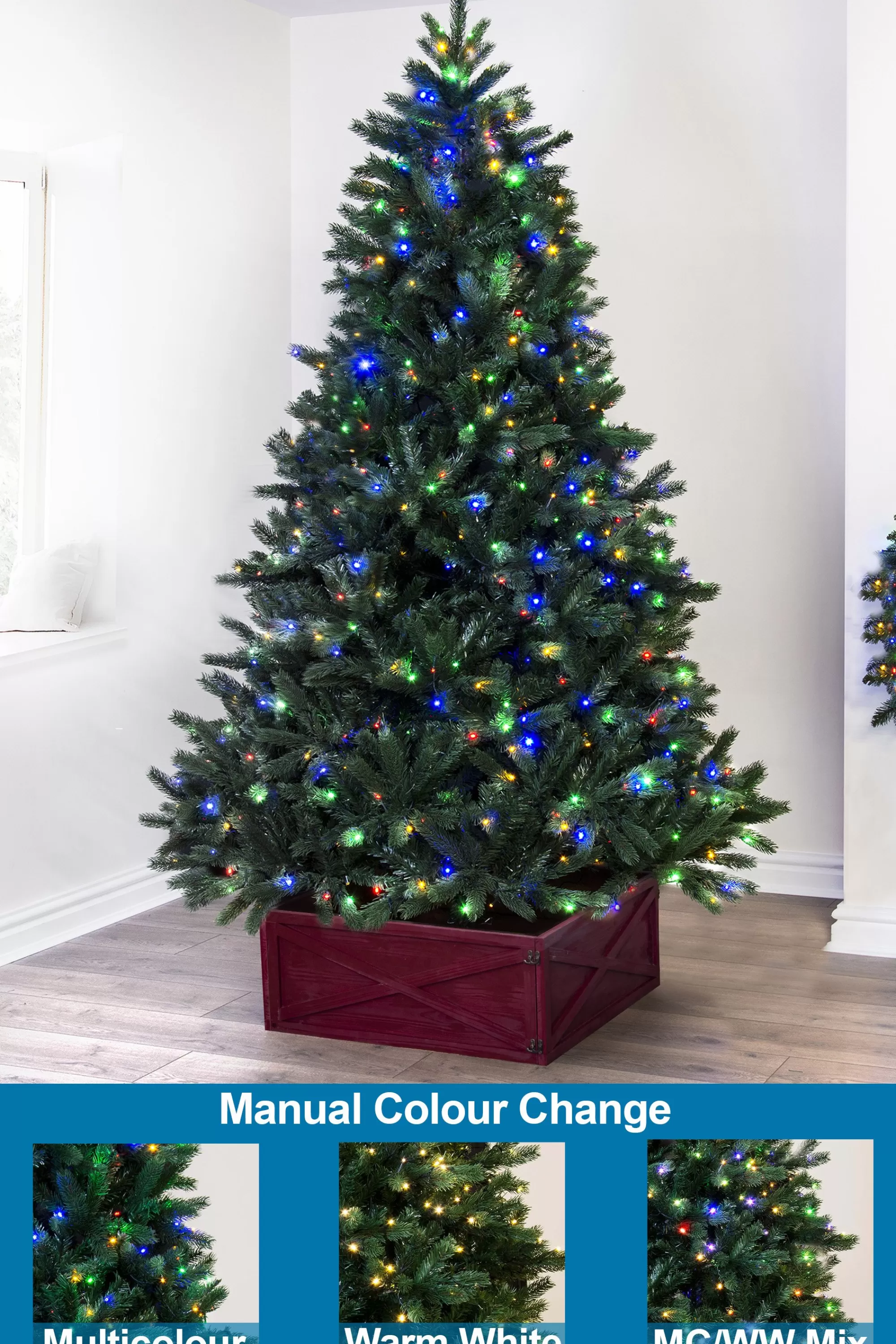 Fashion Christmas Tree World The 8Ft Ultra Devonshire Fir Pre-Lit With Warm White/Multicoloured Colour Change Leds