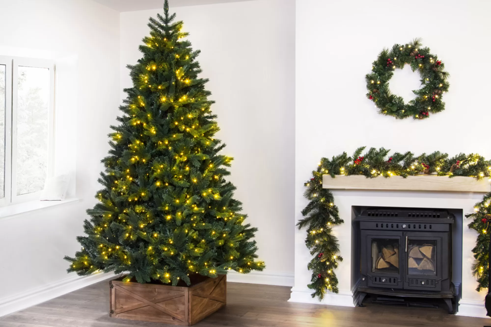 Best Sale Christmas Tree World The 9Ft Ultra Devonshire Fir Pre-Lit With Warm White/White Colour Change Leds