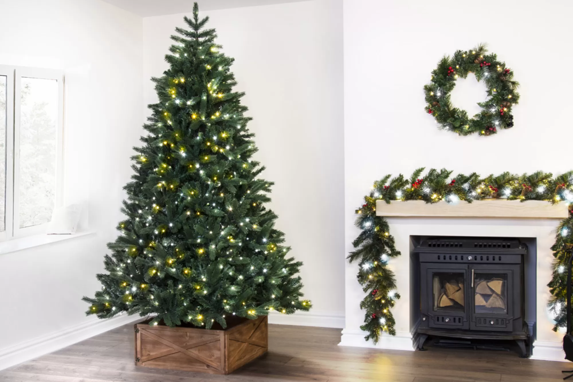 Best Sale Christmas Tree World The 9Ft Ultra Devonshire Fir Pre-Lit With Warm White/White Colour Change Leds