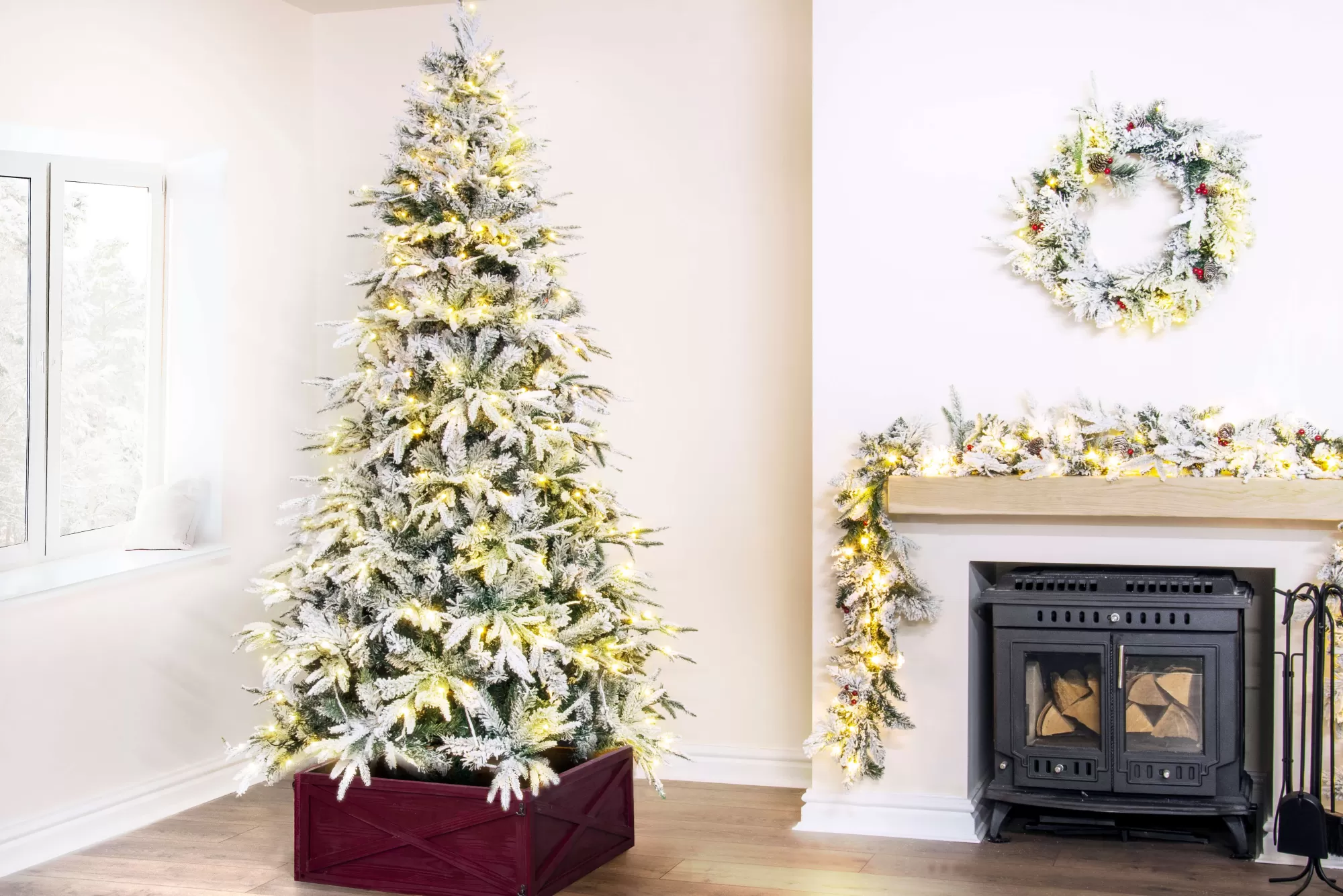 Outlet Christmas Tree World The Pre-Lit Snowy Alpine Tree Warm White (4Ft To 12Ft)