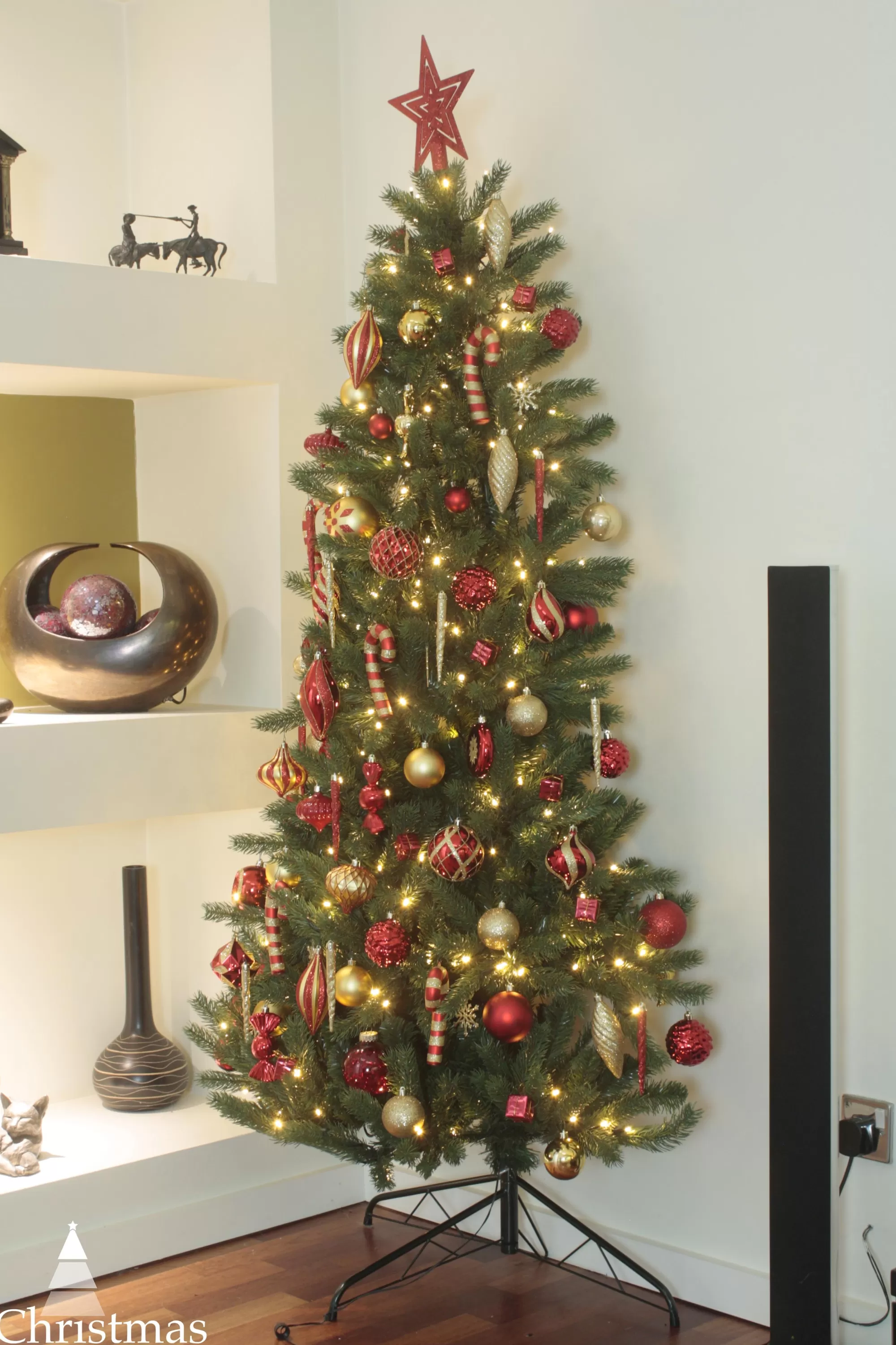 Best Christmas Tree World The Pre-Lit Ultra Devonshire Half Tree Warm White Lights (4Ft To 7Ft)
