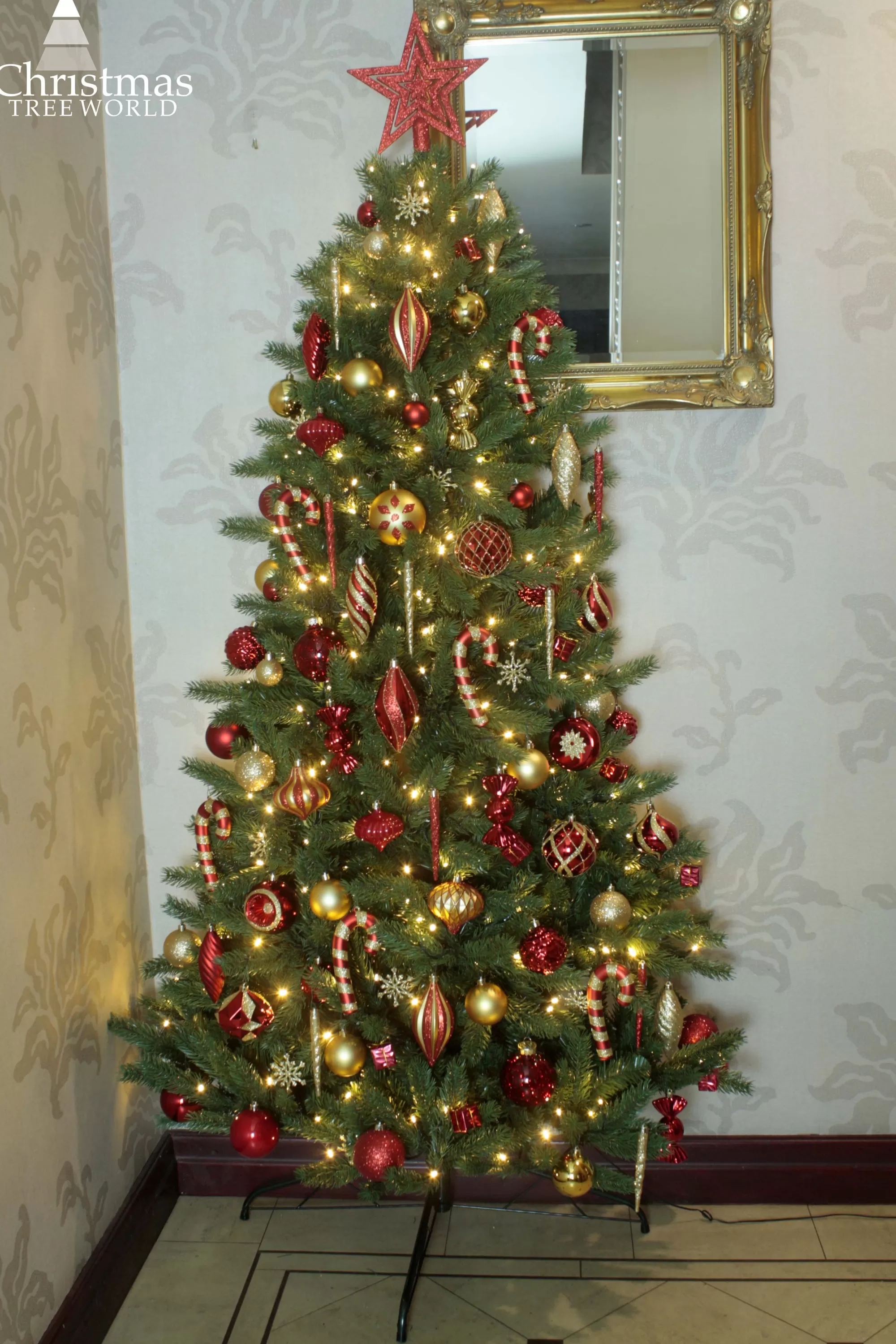 Best Christmas Tree World The Pre-Lit Ultra Devonshire Half Tree Warm White Lights (4Ft To 7Ft)