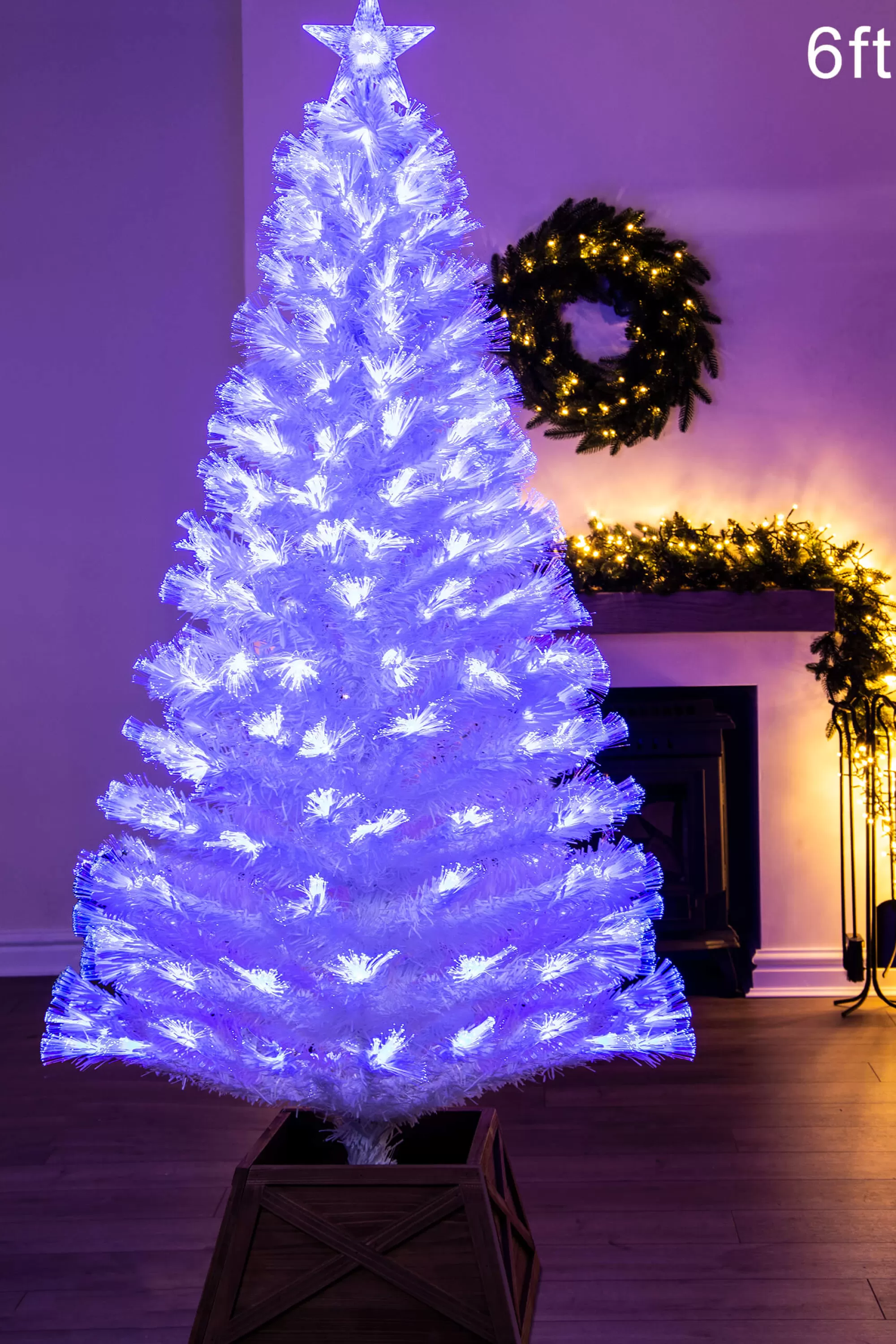 Store Christmas Tree World The White Blue Ripple Effect Fibre Optic Tree (4Ft To 7Ft)